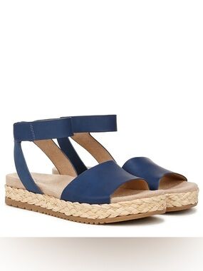 SOUL Naturalizer Deara Navy Blue Platform Flat Espadrille Sandals Sz 10 BNWB